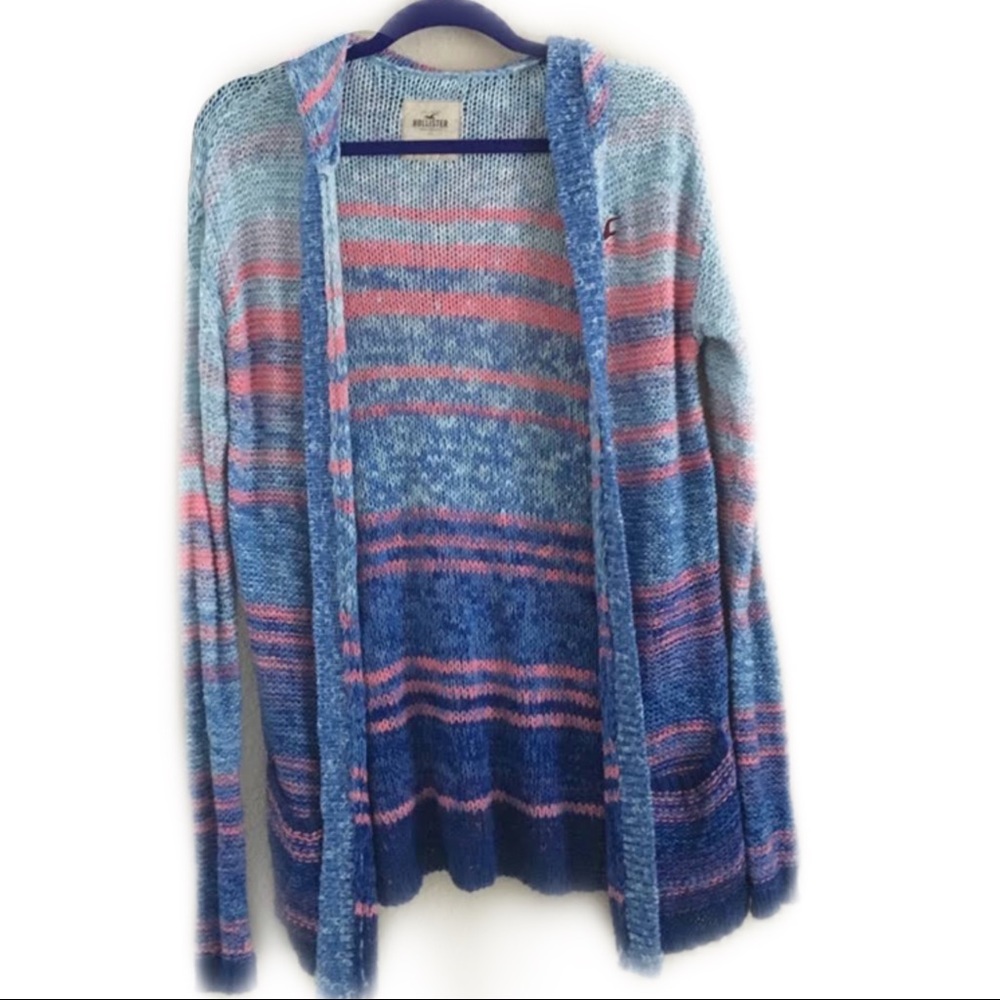 Light Blue and Pink Hollister Sweater Cardigan